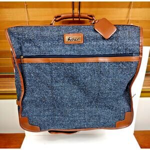 Vintage Verdi Folding Suit Garment Travel Bag Tweed w Keys 24" x 42" Luggage